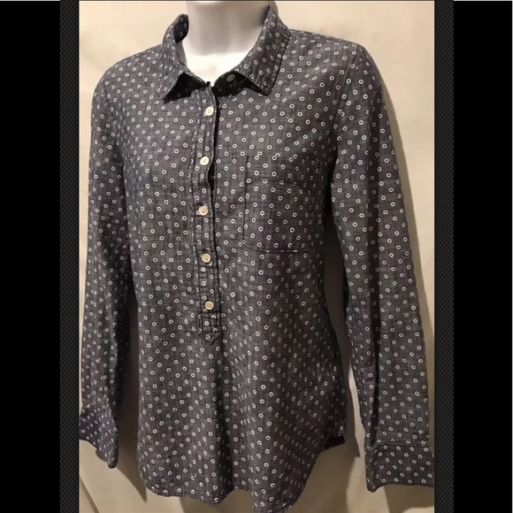 J CREW #30313 Circle Print Chambray Popover - Picture 5 of 8